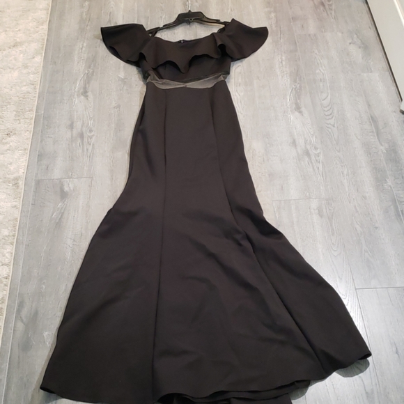 Jovani new #49926 Black Scuba Off Shoulder Ruffle - Picture 6 of 8